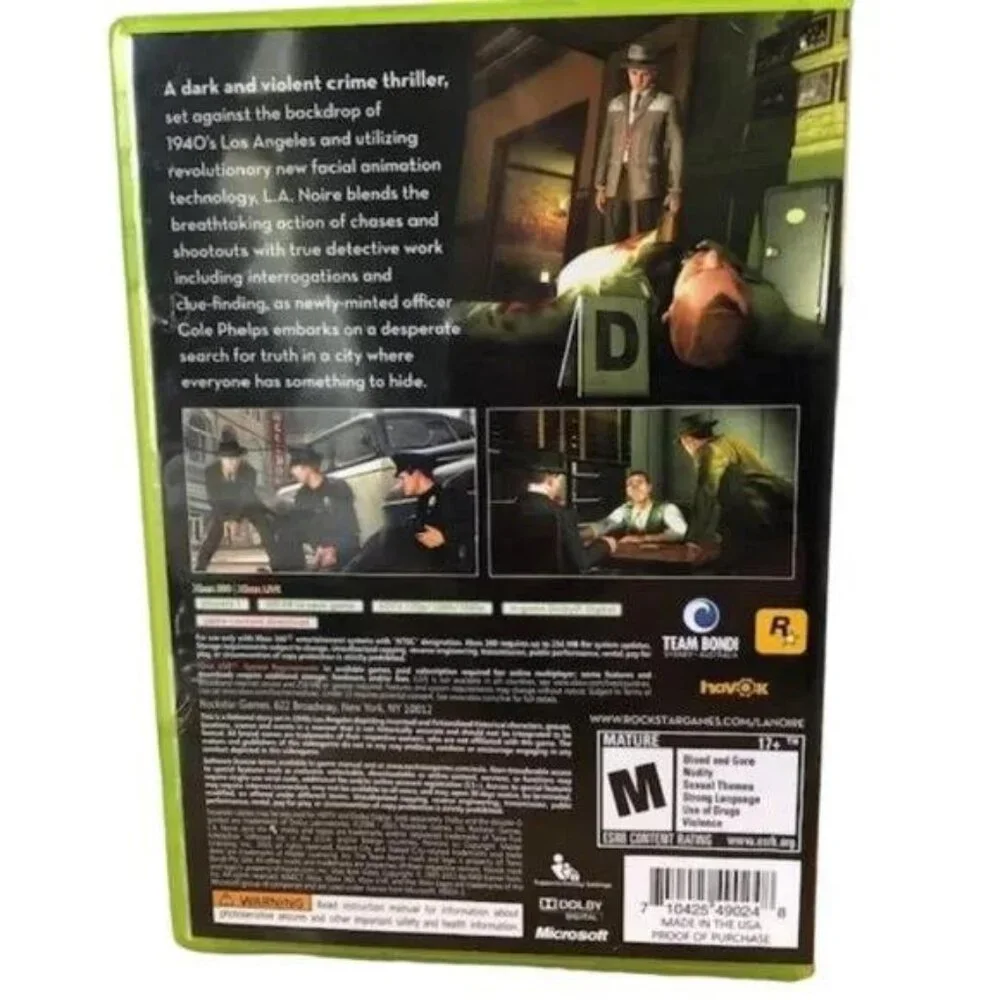 L.A. Noire X Box 360 Complete Set